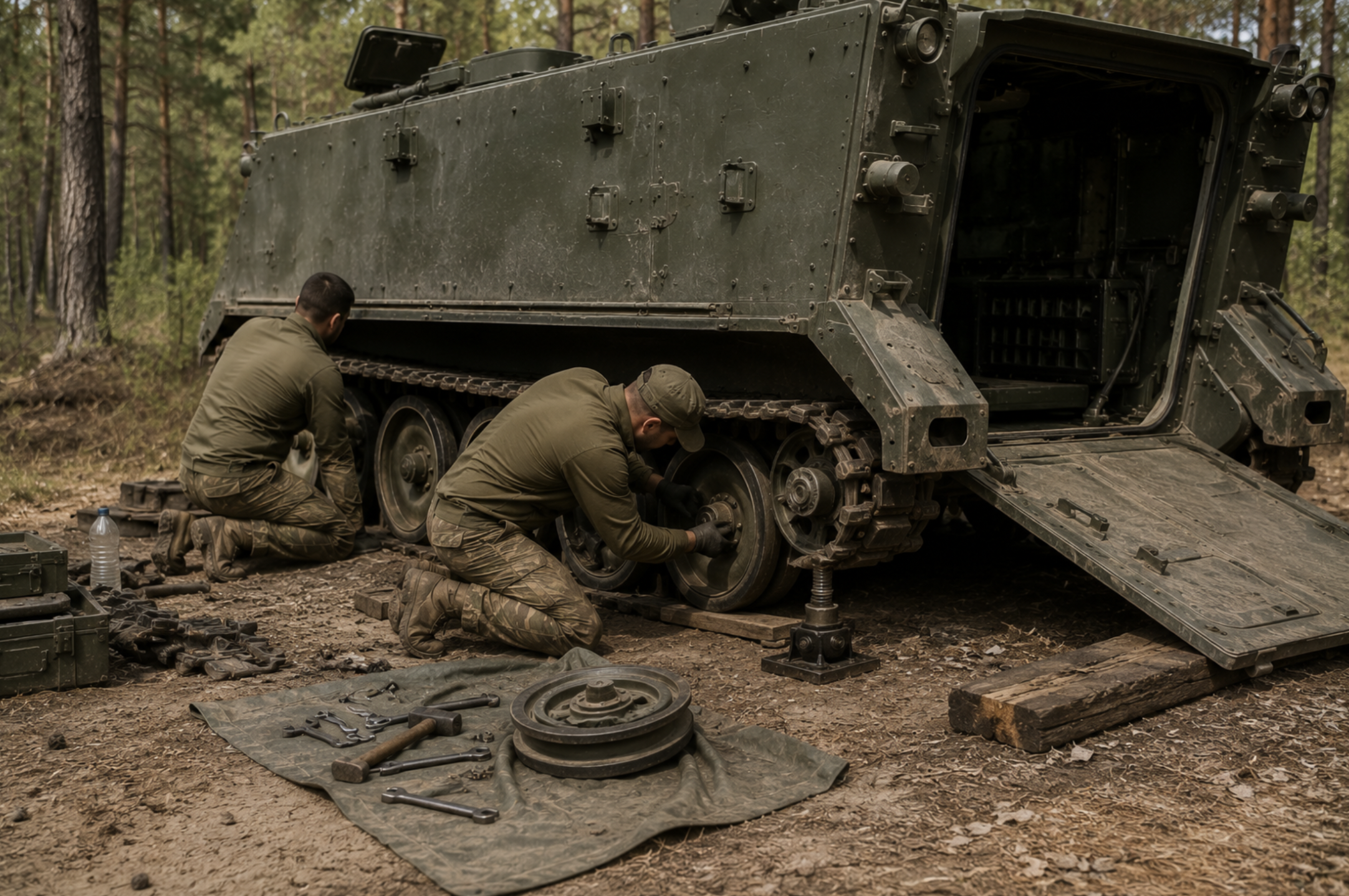Заміна опорних катків M113 без підйомника